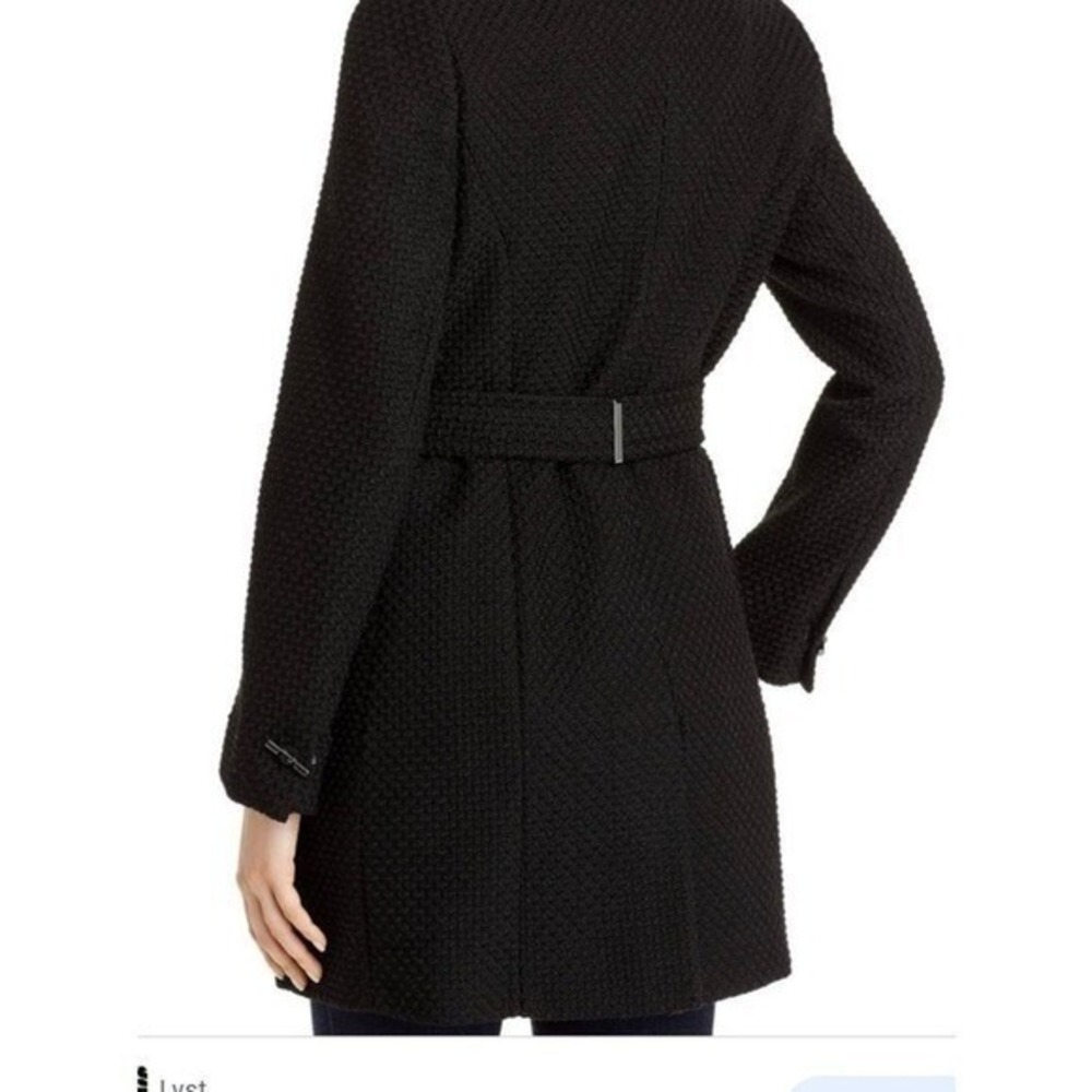 Calvin‎ Klein Black basketweave faux wrap black coat women's size large new!!! - Picture 3 of 14